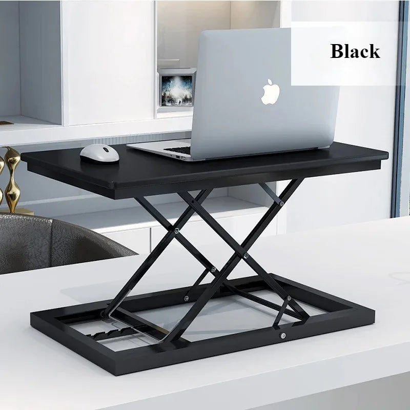 Gas-spring sit-stand desk converter raised to standing height — DESKR Australia
