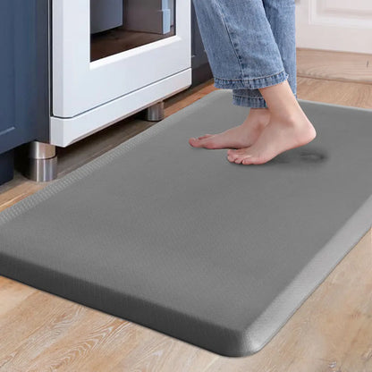 Anti-fatigue cushioned standing desk mat under bare feet — DESKR Australia