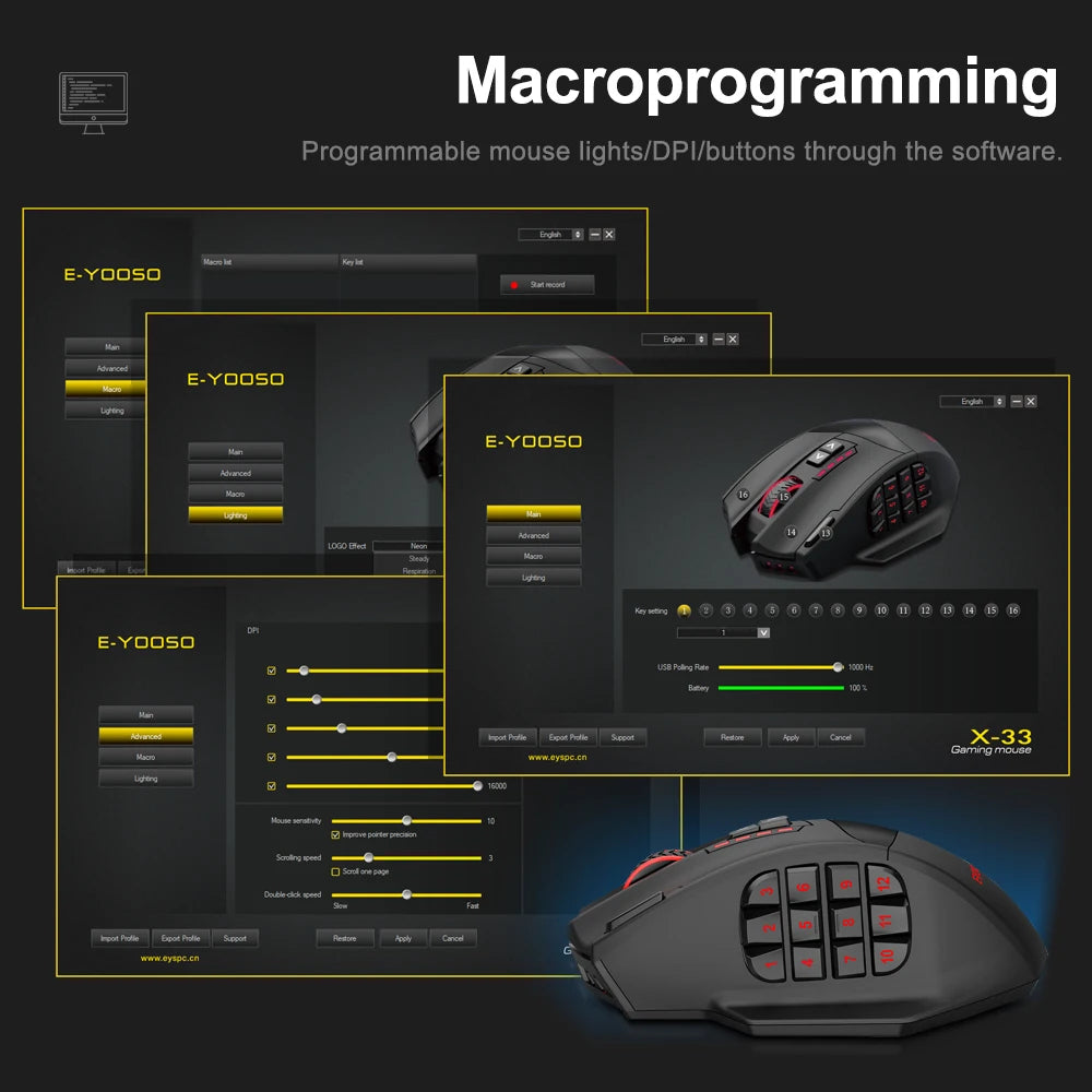 MMO Wireless Gaming Mouse — 16 Buttons