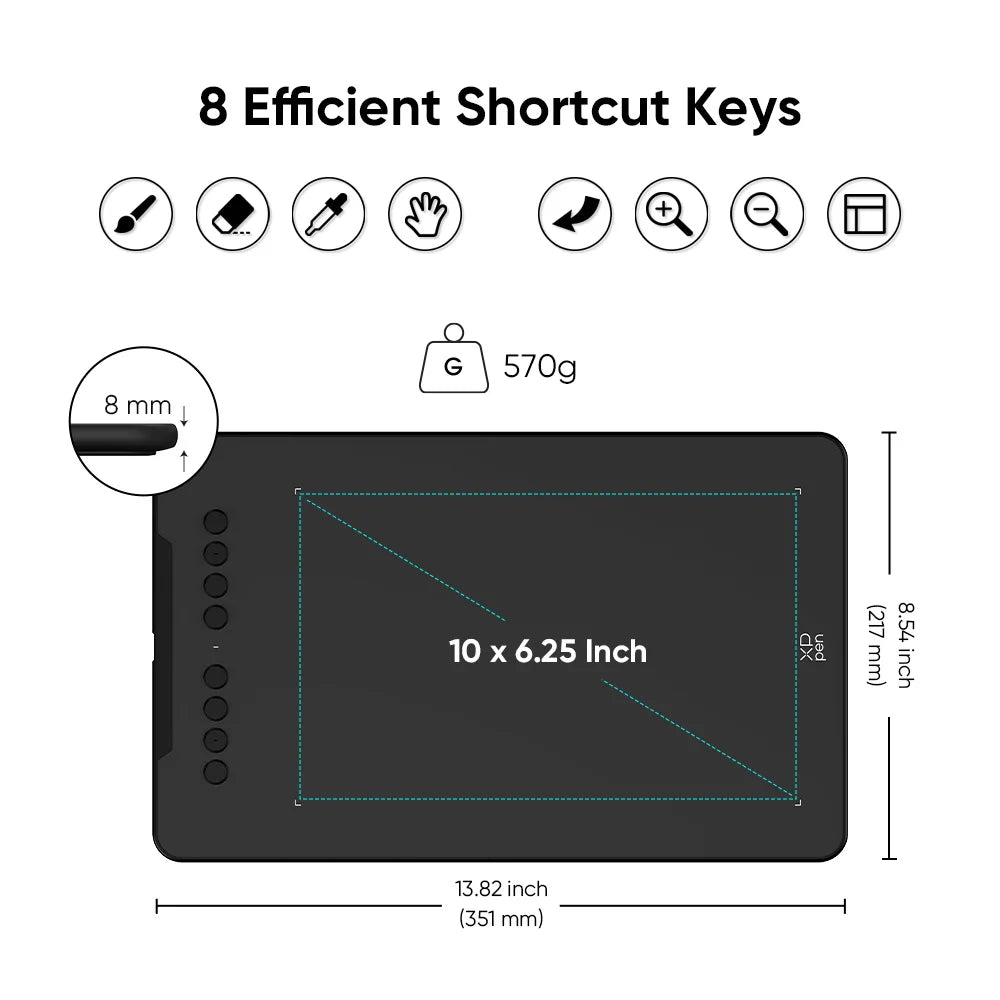 Pro Graphics Drawing Tablet 10"