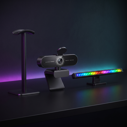 Streaming Starter Bundle: DESKR 4K webcam, light bar and headset stand