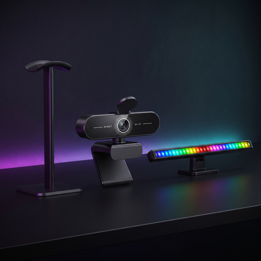 Streaming Starter Bundle: DESKR 4K webcam, light bar and headset stand