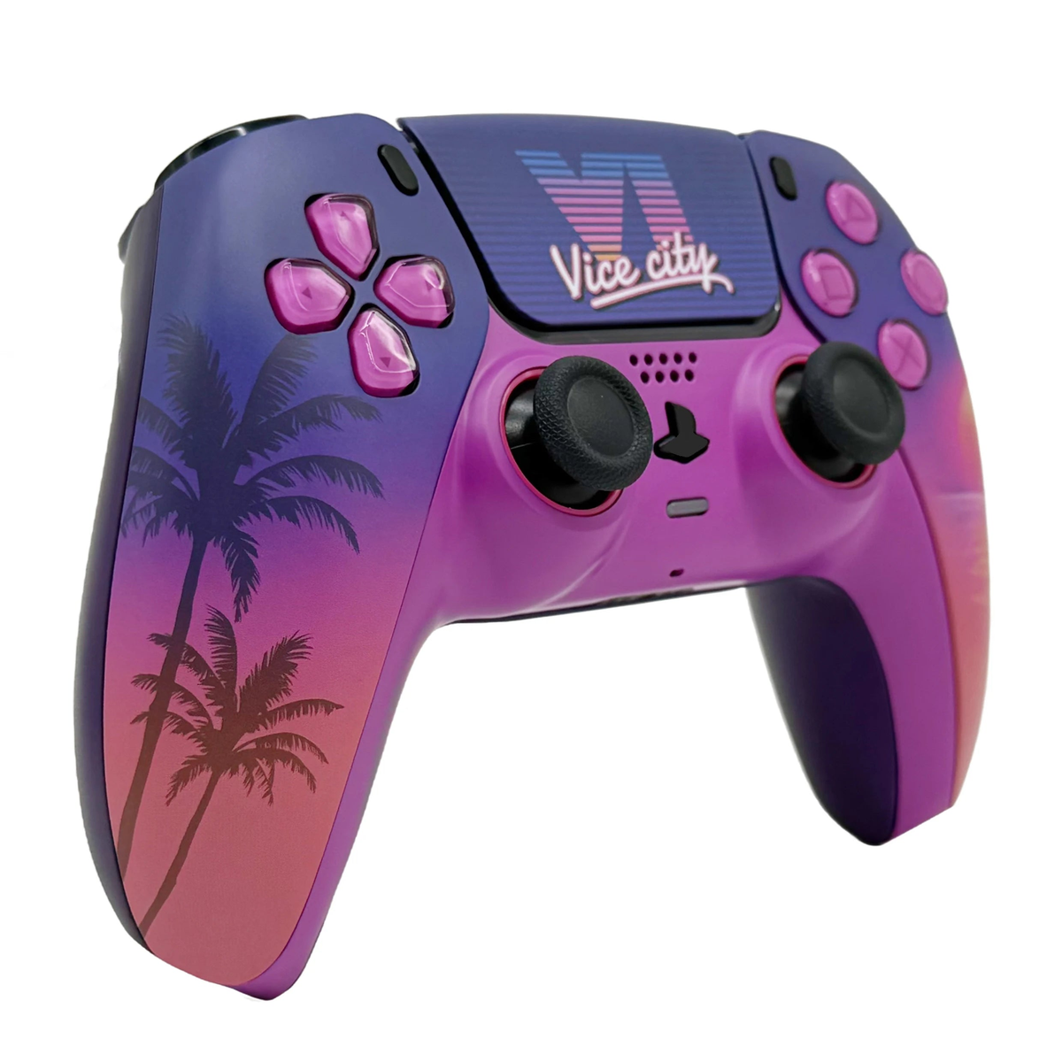 Sunset City PS5 controller shell — front view