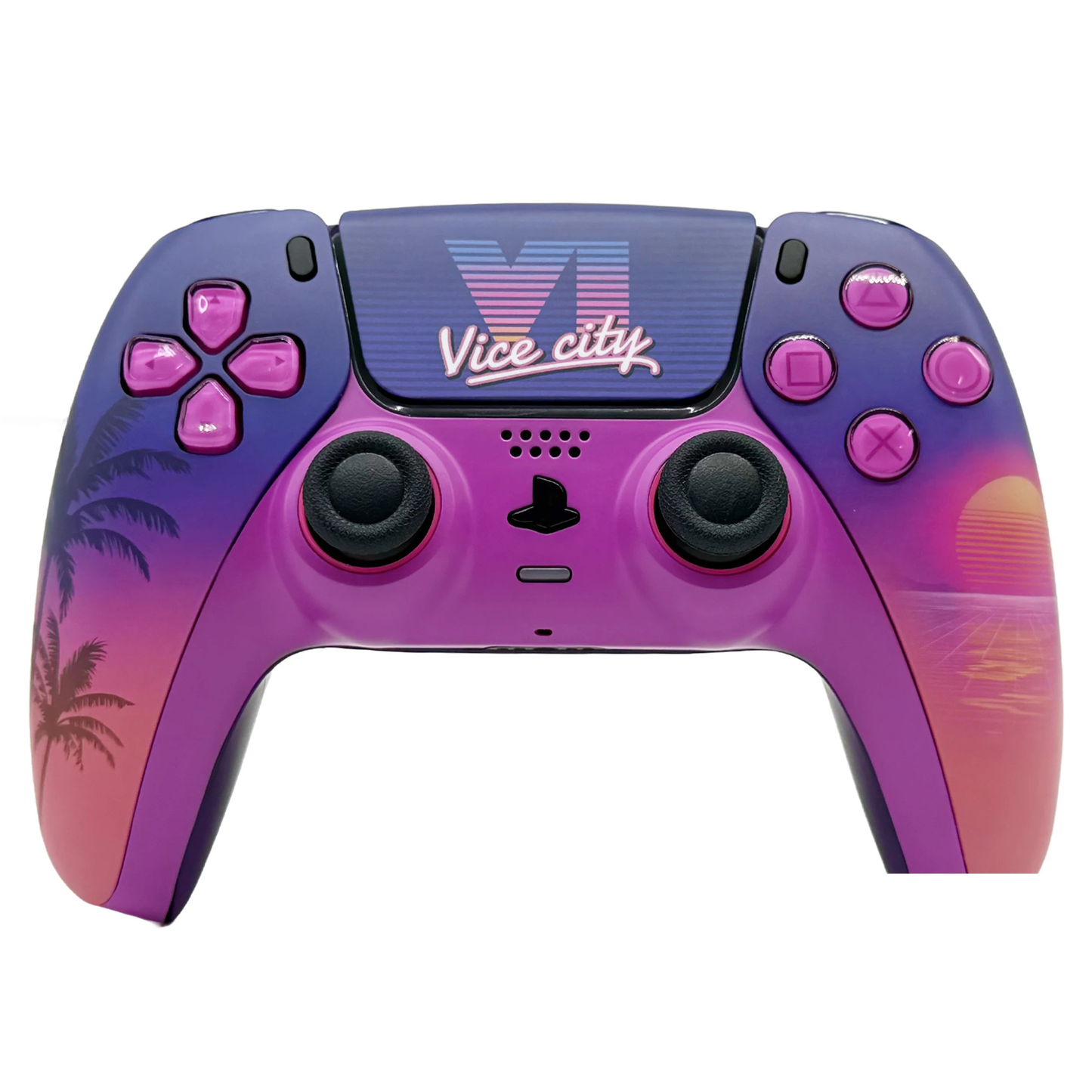 Sunset City PS5 controller shell — angled view